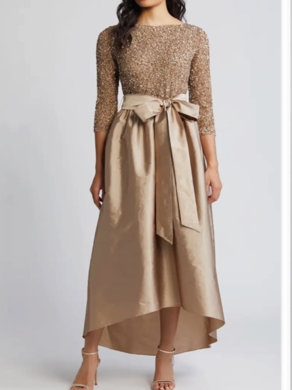 Pisarro Nights: Beaded Bodice Taffeta A-Line Dress Size 2